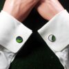 Fordite Cufflinks - 15 Round x 2mm Thick - Gold Colored Titainum          (187) - Image 4