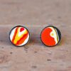 Fordite Cufflinks - 18 Round x 2mm Thick - Silver Colored Titainum          (190)