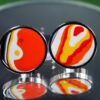 Fordite Cufflinks - 18 Round x 2mm Thick - Silver Colored Titainum          (190) - Image 5