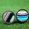 Fordite Cufflinks - 25 Round x 4mm Thick - Silver Colored Titainum          (191) - Image 3