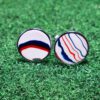 Fordite Cufflinks - 18 Round x 2mm Thick - Silver Colored Titainum          (194)
