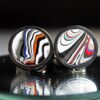 Fordite Cufflinks - 25 Round x 4mm Thick - Silver Colored Titainum          (198)
