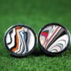 Fordite Cufflinks - 25 Round x 4mm Thick - Silver Colored Titainum          (198) - Image 6