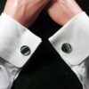 Fordite Cufflinks - 25 Round x 1mm Thick - Silver Colored Brass          (203)