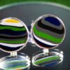 Fordite Cufflinks - 25 Round x 1mm Thick - Silver Colored Brass          (203) - Image 2