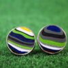 Fordite Cufflinks - 25 Round x 1mm Thick - Silver Colored Brass          (203) - Image 3