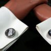 Fordite Cufflinks - 25 Round x 4mm Thick - Silver Colored Titainum          (207) - Image 3