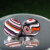 Fordite Cufflinks - 25 Round x 2mm Thick - Silver Colored Titainum          (211)