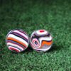 Fordite Cufflinks - 25 Round x 2mm Thick - Silver Colored Titainum          (211) - Image 2