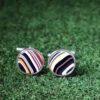 Fordite Cufflinks - 15 Round x 2mm Thick - Silver Colored Titainum          (214) - Image 2
