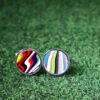 Fordite Cufflinks - 15 Round x 2mm Thick - Silver Colored Titainum          (221) - Image 2