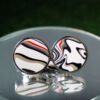 Fordite Cufflinks - 25 Round x 2mm Thick - Silver Colored Titainum          (223)