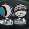 Fordite Cufflinks - 25 Round x 2mm Thick - Silver Colored Titainum          (231) - Image 2