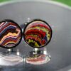 Fordite Cufflinks - Corvette Fordite - 15 Round x 2mm Thick - Black Colored Titainum          (233) - Image 2