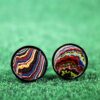 Fordite Cufflinks - Corvette Fordite - 15 Round x 2mm Thick - Black Colored Titainum          (233) - Image 3