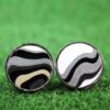 Fordite Cufflinks - 25 Round x 2mm Thick - Silver Colored Titainum          (236) - Image 3