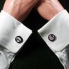 Fordite Cufflinks - 16 Round x 2mm Thick - Black Colored Titainum          (240) - Image 3