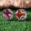 Fordite Cufflinks - Corvette Fordite - 18 Round x 2mm Thick - Silver Colored Titainum          (244) - Image 2