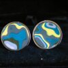 Fordite Cufflinks - 25 Round x 2mm Thick - Silver Colored Titainum          (245) - Image 2