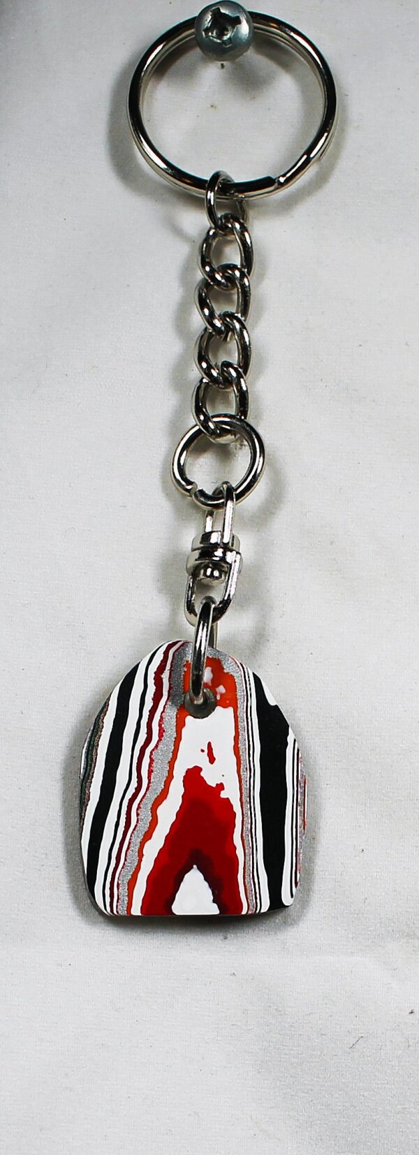 Fordite Keychain - 33.22mm x 27.33mm x 2.92mm          (2469) - Image 4
