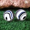 Fordite Cufflinks - 18 Round x 2mm Thick - Silver Colored Titainum          (247) - Image 2