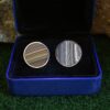 Fordite Cufflinks - Corvette Fordite - 25 Round x 3mm Thick - Silver Colored Titainum          (249) - Image 3