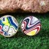 Fordite Cufflinks - 25 Round x 2mm Thick - Silver Colored Titainum          (250) - Image 2