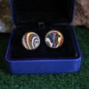 Fordite Cufflinks - Corvette Fordite - 18 Round x 2mm Thick - Brass          (252) - Image 3