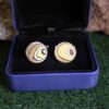 Fordite Cufflinks - Corvette Fordite - 15 Round x 2mm Thick - Silver Colored Titainum          (257) - Image 2