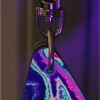 Fordite Keychain - Black Light - 34.82mm x 22.03mm x 6.58mm          (2629) - Image 7