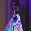 Fordite Keychain - Black Light - 34.82mm x 22.03mm x 6.58mm          (2629) - Image 3