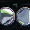 Fordite Cufflinks - 25 Round x 4mm Thick - Silver Colored Titainum          (262)