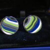 Fordite Cufflinks - 18 Round x 1mm Thick - Brass Colored Black          (263) - Image 2
