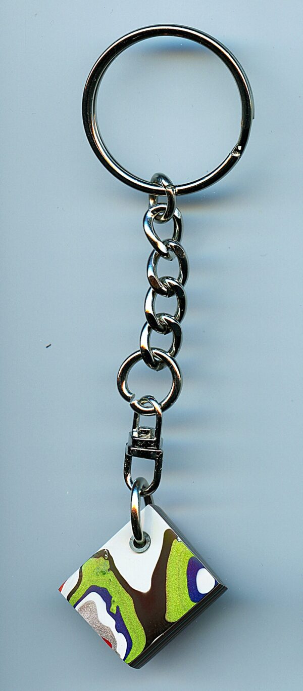 Fordite Keychain - 23.92mm x 21.55mm x 5.67mm          (2654) - Image 4