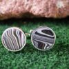 Fordite Cufflinks - 15 Round x 2mm Thick - Silver Colored Titainum          (265) - Image 2