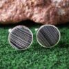 Fordite Cufflinks - 15 Round x 2mm Thick - Silver Colored Titainum          (269) - Image 2