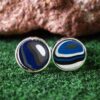 Fordite Cufflinks - 15 Round x 2mm Thick - Silver Colored Titainum          (270) - Image 2