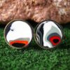Fordite Cufflinks - 25 Round x 2mm Thick - Silver Colored Titainum          (275) - Image 2