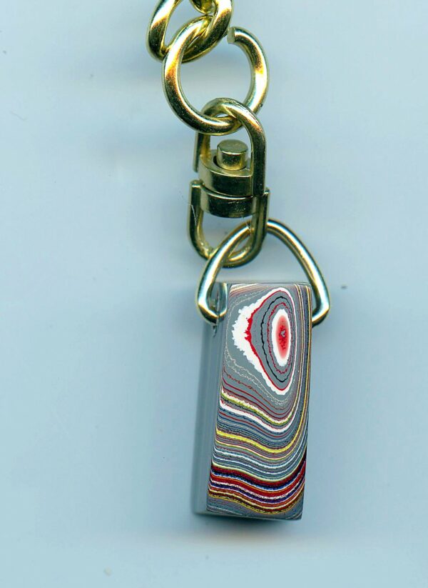 Fordite Keychain - Corvette Fordite - 24.1mm x 14.79mm x 11.05mm          (2774)