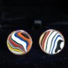 Fordite Cufflinks - 18 Round x 1mm Thick - Rose Gold Colored Brass          (280) - Image 2
