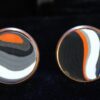 Fordite Cufflinks - 18 Round x 1mm Thick - Copper Colored Brass          (281)