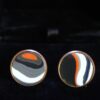 Fordite Cufflinks - 18 Round x 1mm Thick - Copper Colored Brass          (281) - Image 2