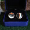 Fordite Cufflinks - 18 Round x 1mm Thick - Copper Colored Brass          (281) - Image 3