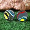 Fordite Cufflinks - 18 Round x 1mm Thick - Black Colored Brass          (282) - Image 2