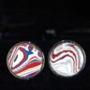 Fordite Cufflinks - 25 Round x 2mm Thick - Silver Colored Titainum          (285) - Image 2