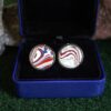 Fordite Cufflinks - 25 Round x 2mm Thick - Silver Colored Titainum          (285) - Image 3