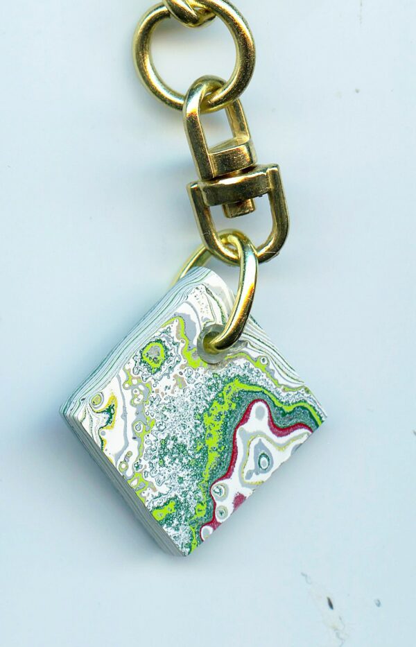 Fordite Keychain - Premium Fordite - 21.51mm x 20.76mm x 4.67mm          (2868) - Image 2