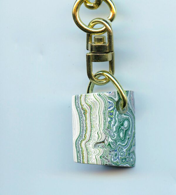 Fordite Keychain - Premium Fordite - 21.19mm x 12.3mm x 10.1mm          (2871) - Image 2