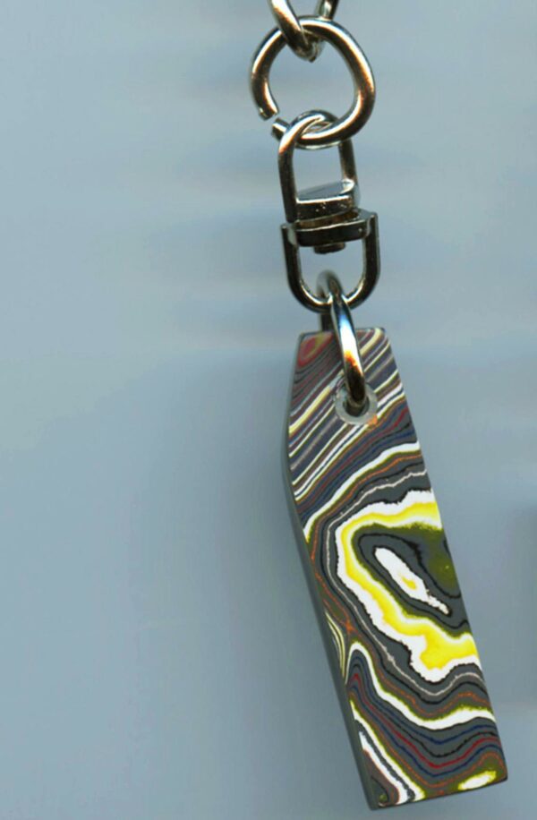 Fordite Keychain - Corvette Fordite - 44.01mm x 12.79mm x 4.71mm          (2881)