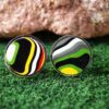 Fordite Cufflinks - 18 Round x 2mm Thick - Silver Colored Titainum          (289) - Image 2